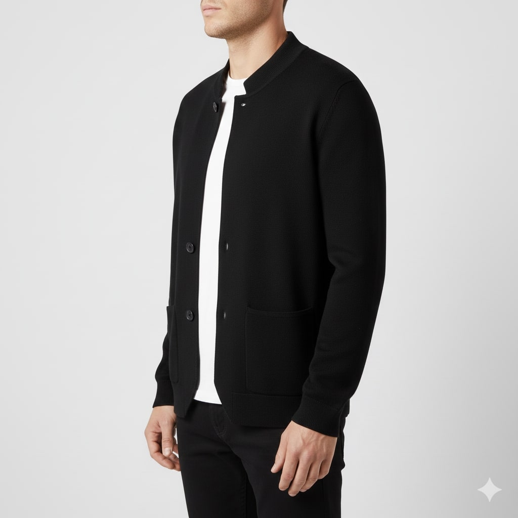 Austin Men’s Knit Cardigan – Soft Italian-Style Pullover with Mandarin Collar