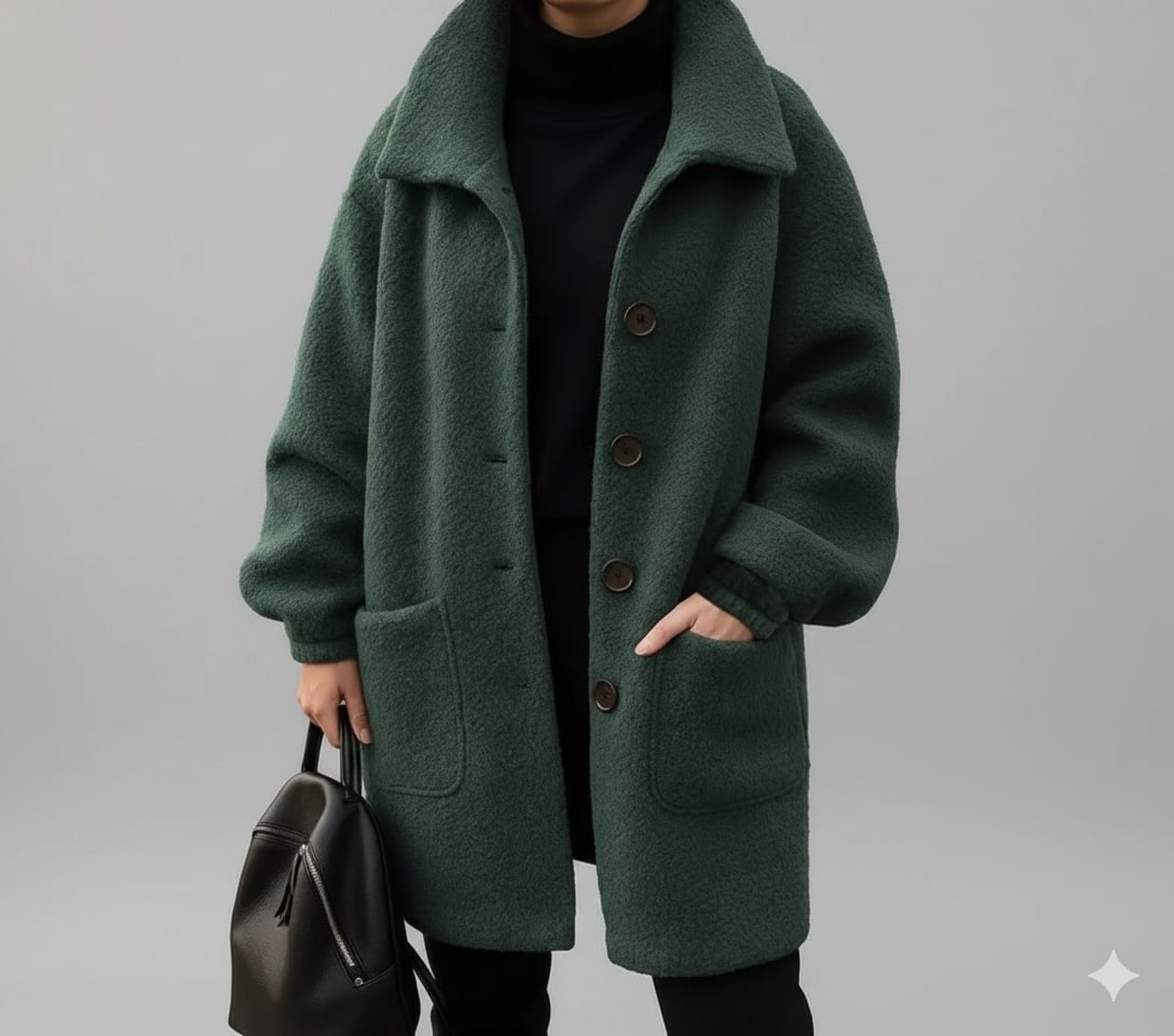 Seda Women’s Fleece Jacket – Soft Wool-Blend Vintage Winter Coat
