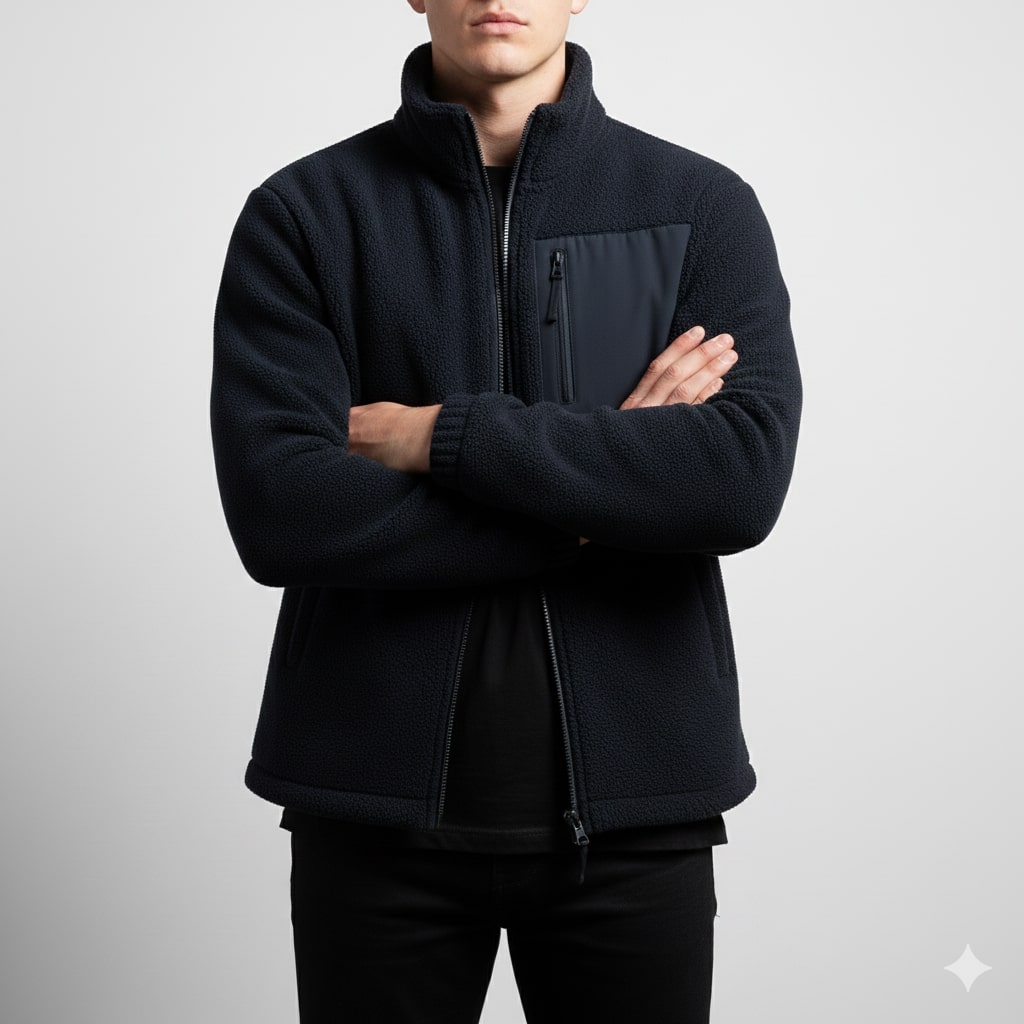 Nikola Men's Fleece Jacket – Soft Insulating Lightweight Jacket with Stand Collar