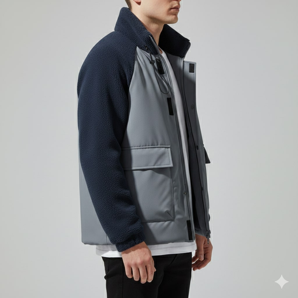 Diego Men’s Fleece Jacket – Hybrid Sherpa Zip Up Jacket