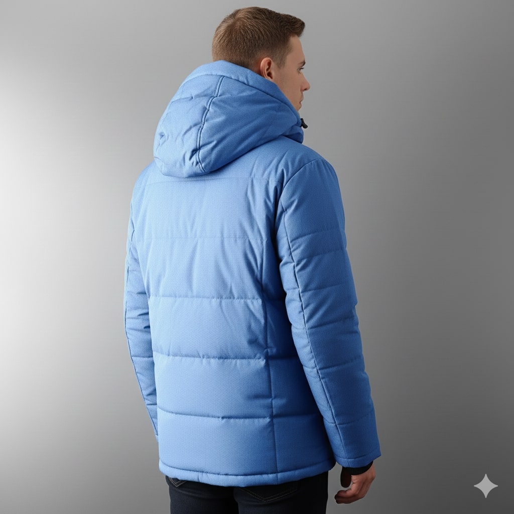 Marko Men’s Puffer Jacket – White Duck DownJacket with Water-Resistant Shell & Detachable Hood