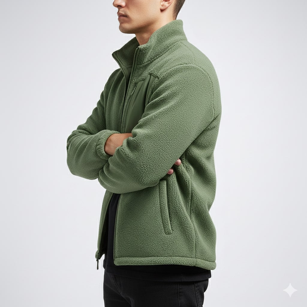 Nikola Men's Fleece Jacket – Soft Insulating Lightweight Jacket with Stand Collar