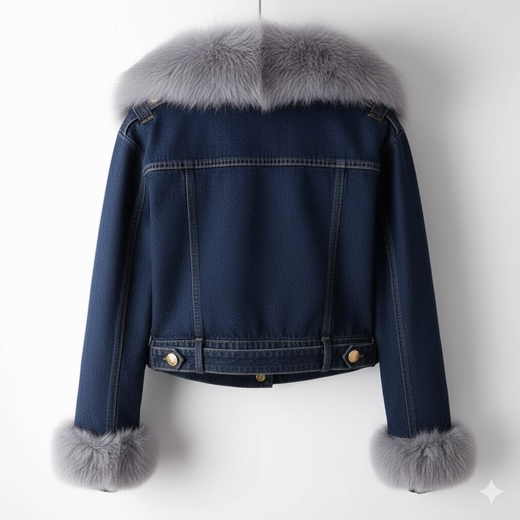 Zara Women's Denim Jacket – Soft Lined Women’s Jacket with Warm Fur Collar & Cuffs