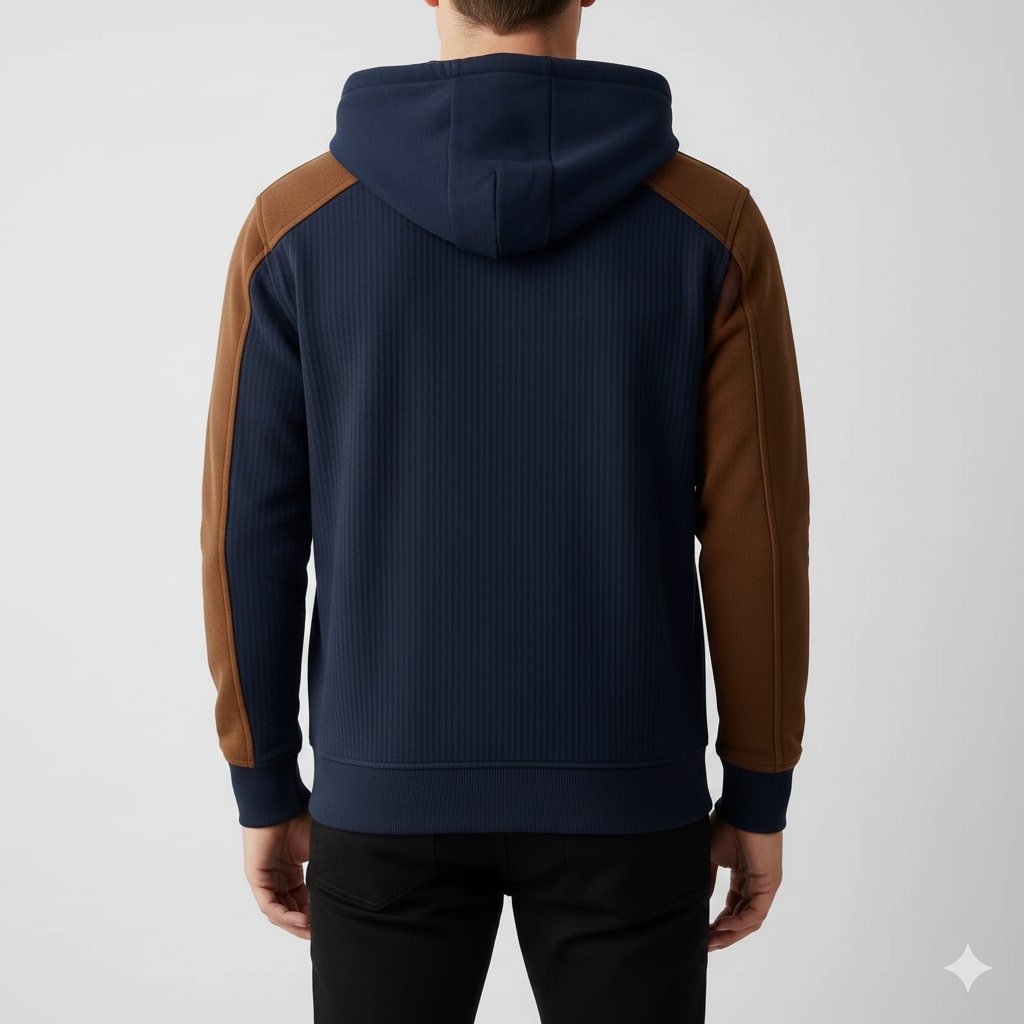 Carlos Men’s Quarter-Zip Hoodie – Corduroy Cotton Blend Sweatshirt with Contrast Panels