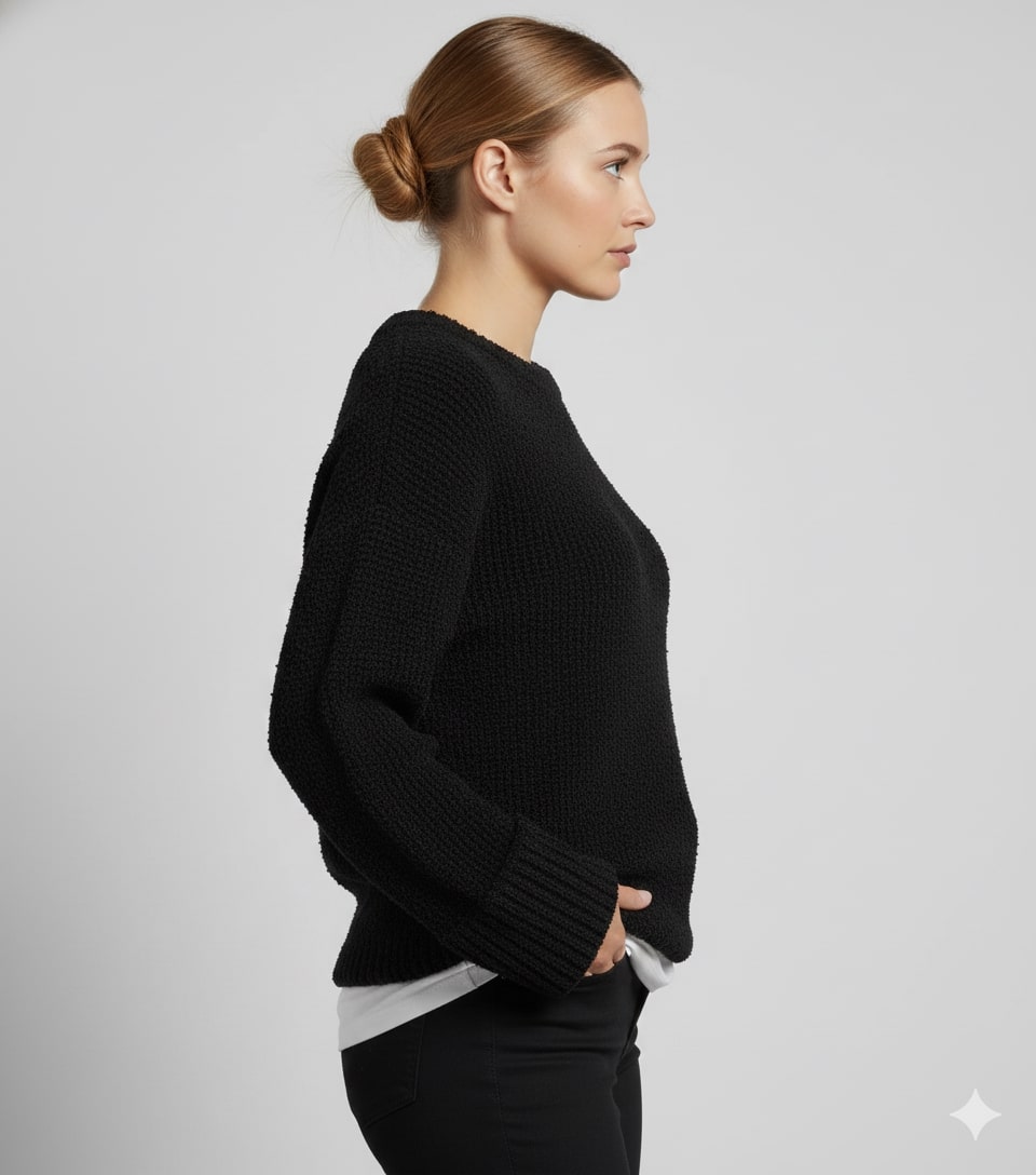 Theresa Women's Knit Sweater – Soft Relaxed-Fit Pullover with Wide Rib Cuffs