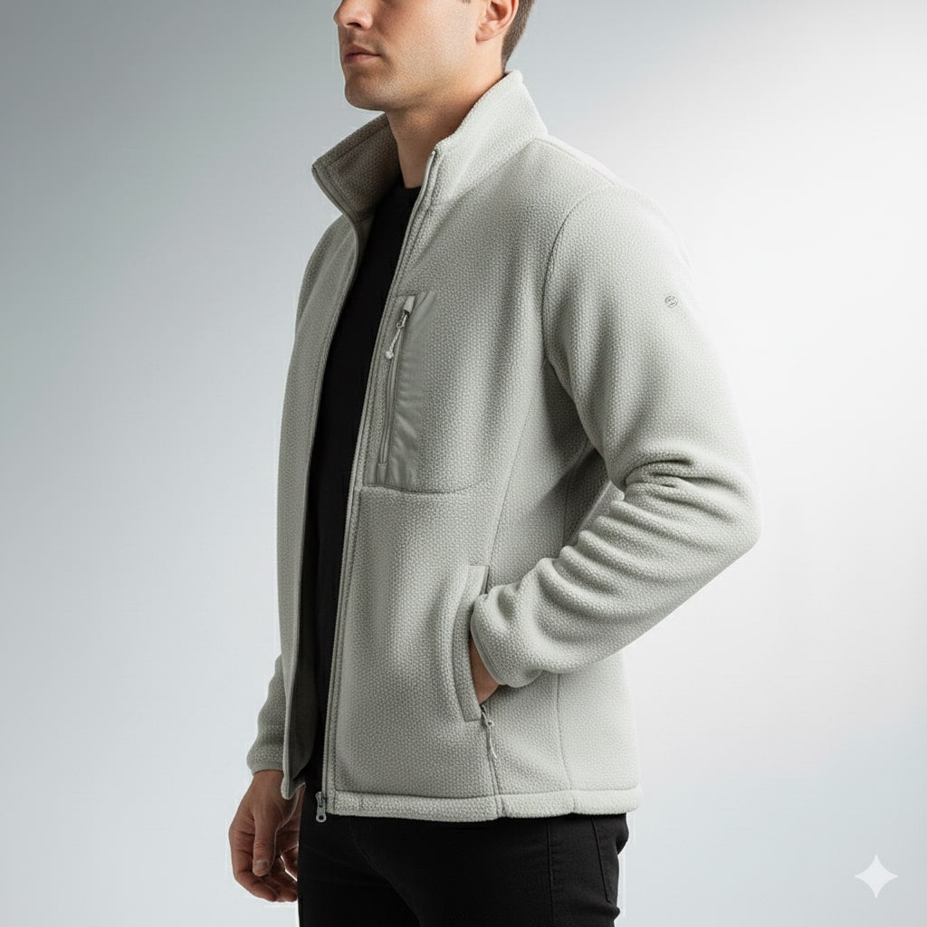 Nikola Men's Fleece Jacket – Soft Insulating Lightweight Jacket with Stand Collar