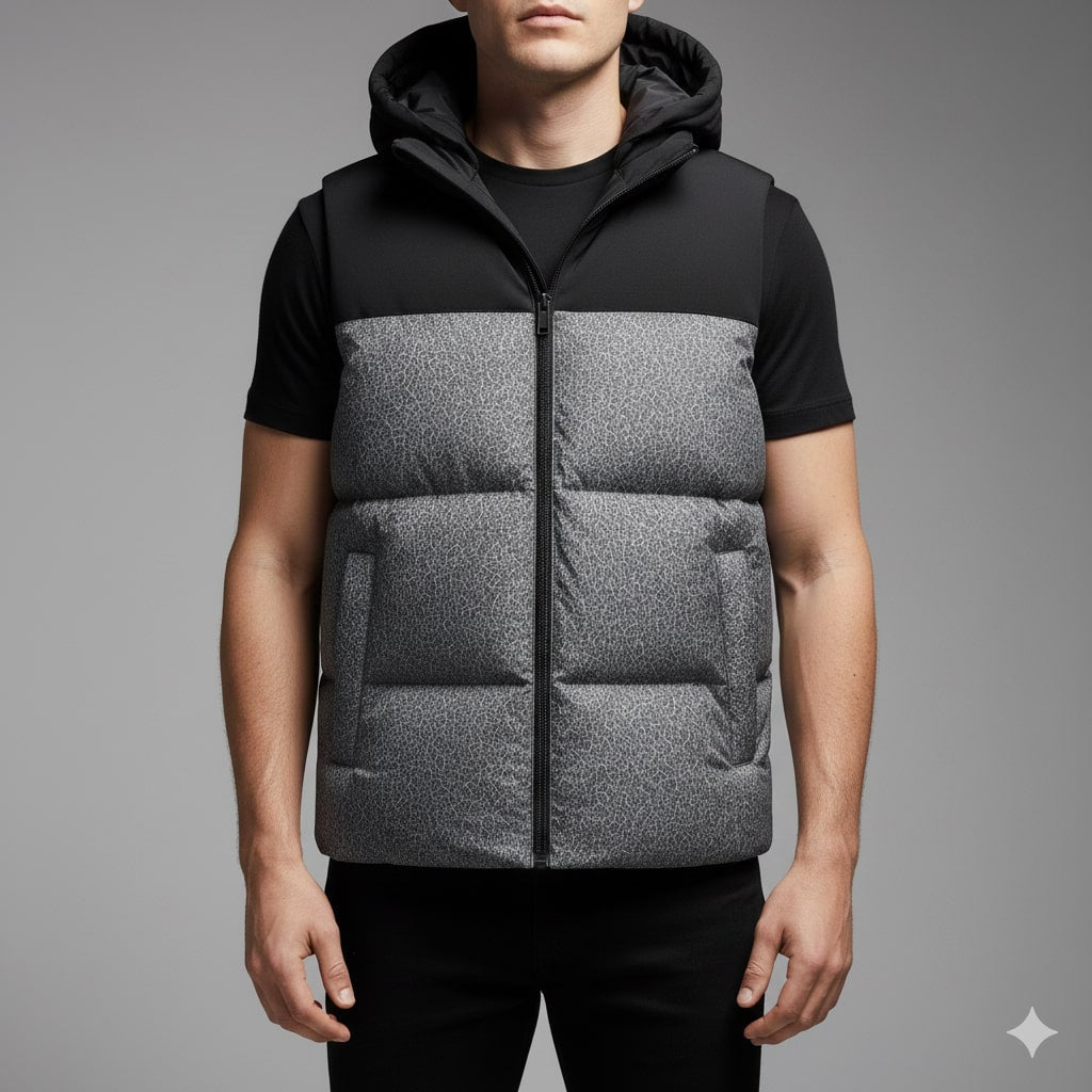 Theo Men's Insulated Vest – Thermal Cotton Layer with Detachable Hood