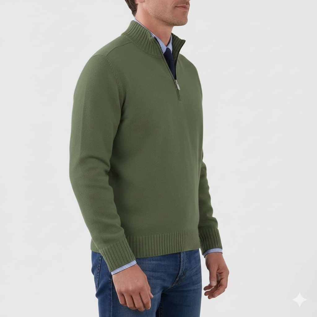 Lars Men’s Half-Zip Sweater – Soft Knit Pullover with Ribbed Details & Tailored Fit