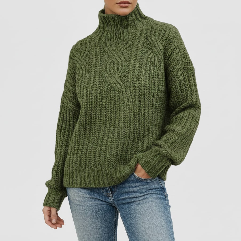 Camila Women’s Cable Knit Sweater – Cozy Pullover with Classic Textured Design