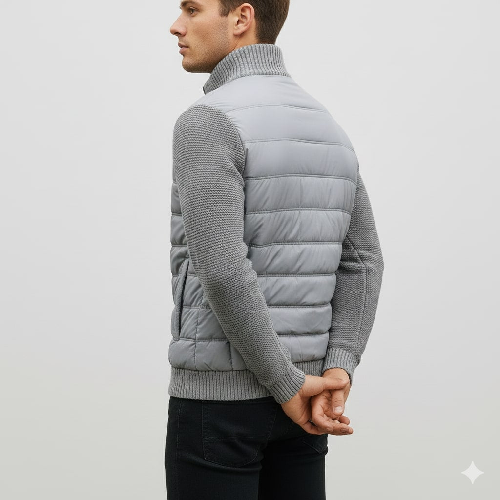 Magnus Men’s Fleece Jacket – Knit Sleeve Hybrid Zip-Up Lightweight Jacket