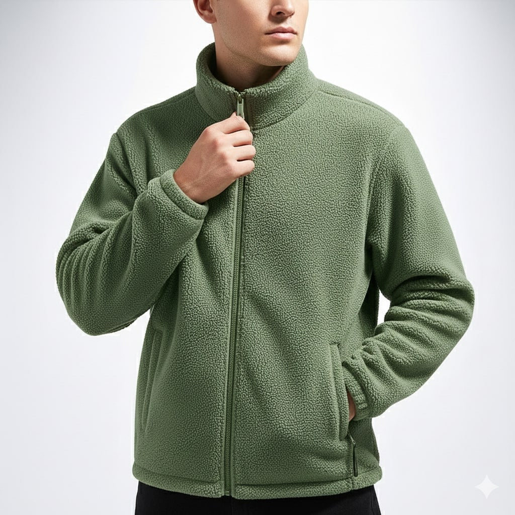 Nikola Men's Fleece Jacket – Soft Insulating Lightweight Jacket with Stand Collar