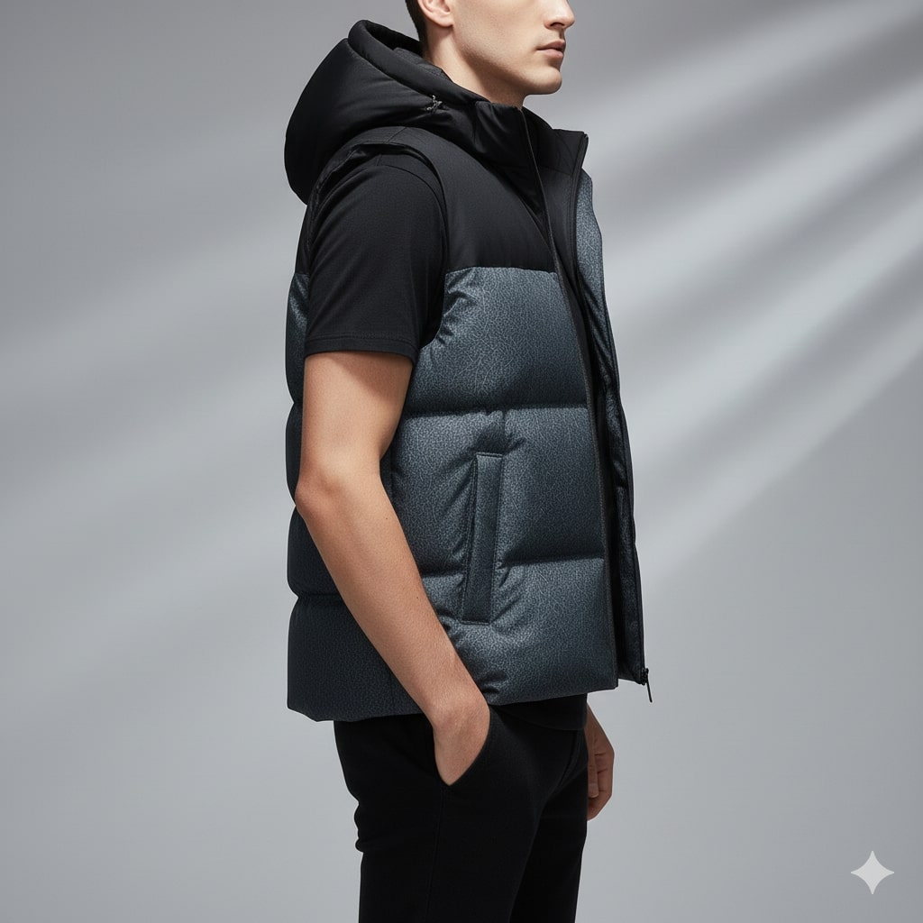 Theo Men's Insulated Vest – Thermal Cotton Layer with Detachable Hood