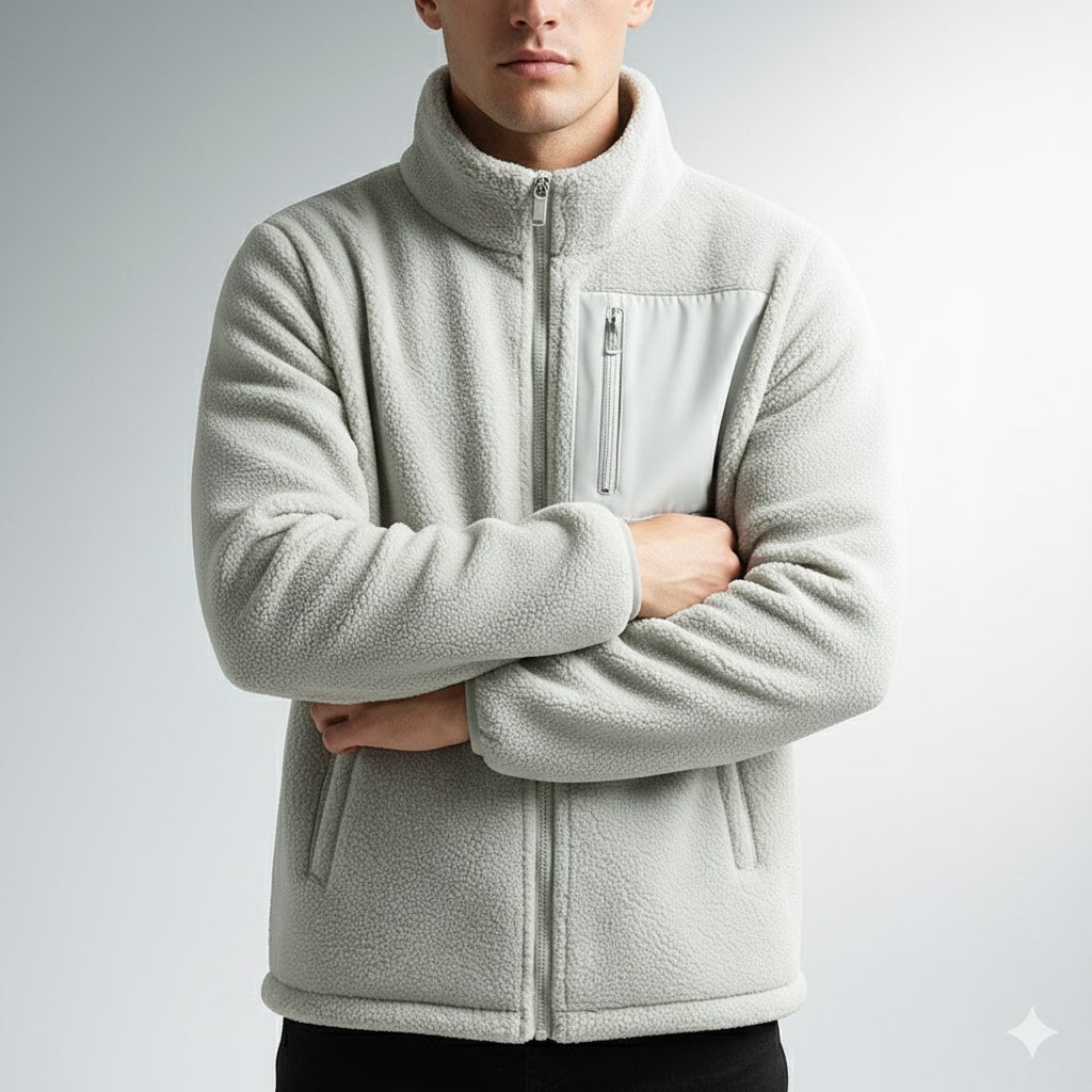 Nikola Men's Fleece Jacket – Soft Insulating Lightweight Jacket with Stand Collar