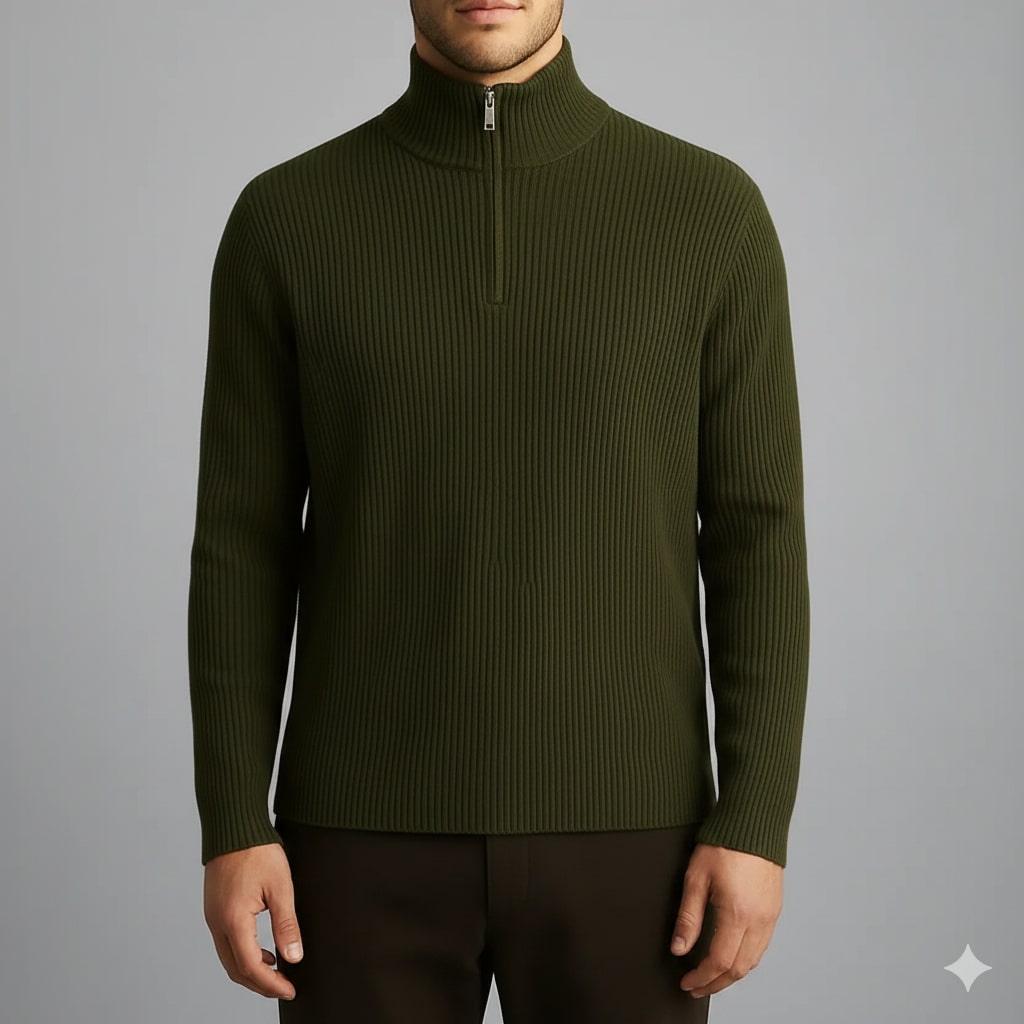 Soren Men’s Turtleneck Sweater – Warm Breathable Wool Knit Pullover with Structured Ribbed Collar