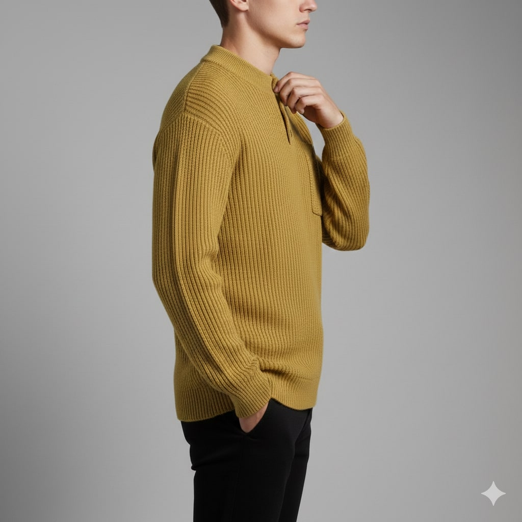 Kerem Men’s Pullover Sweater – Thick Ribbed Knit Pullover for Winter