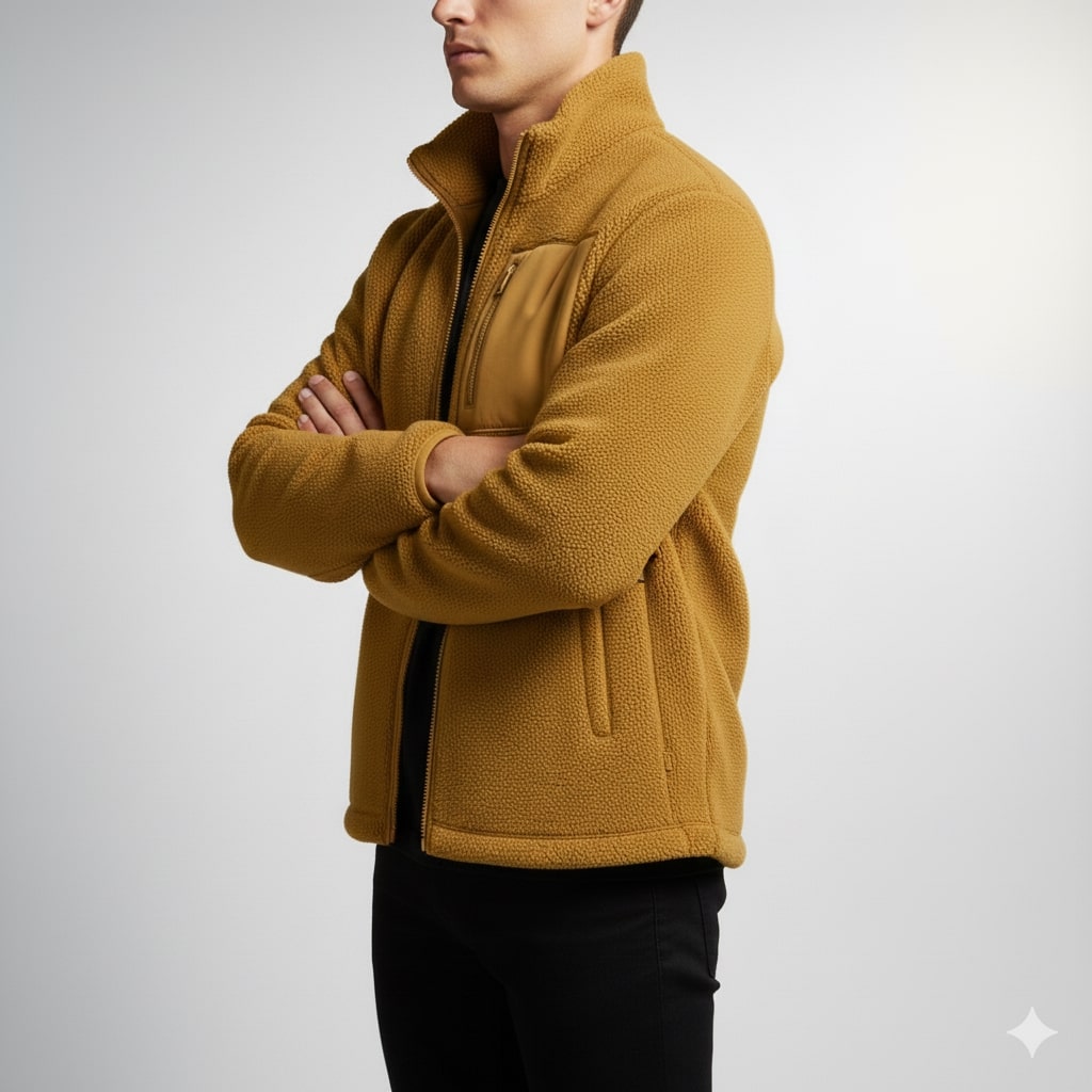 Nikola Men's Fleece Jacket – Soft Insulating Lightweight Jacket with Stand Collar