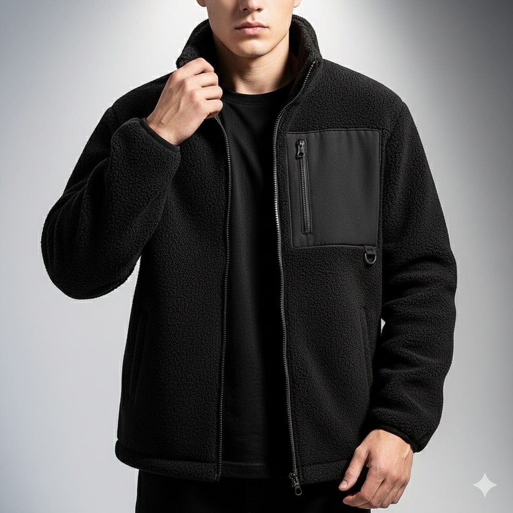 Nikola Men's Fleece Jacket – Soft Insulating Lightweight Jacket with Stand Collar