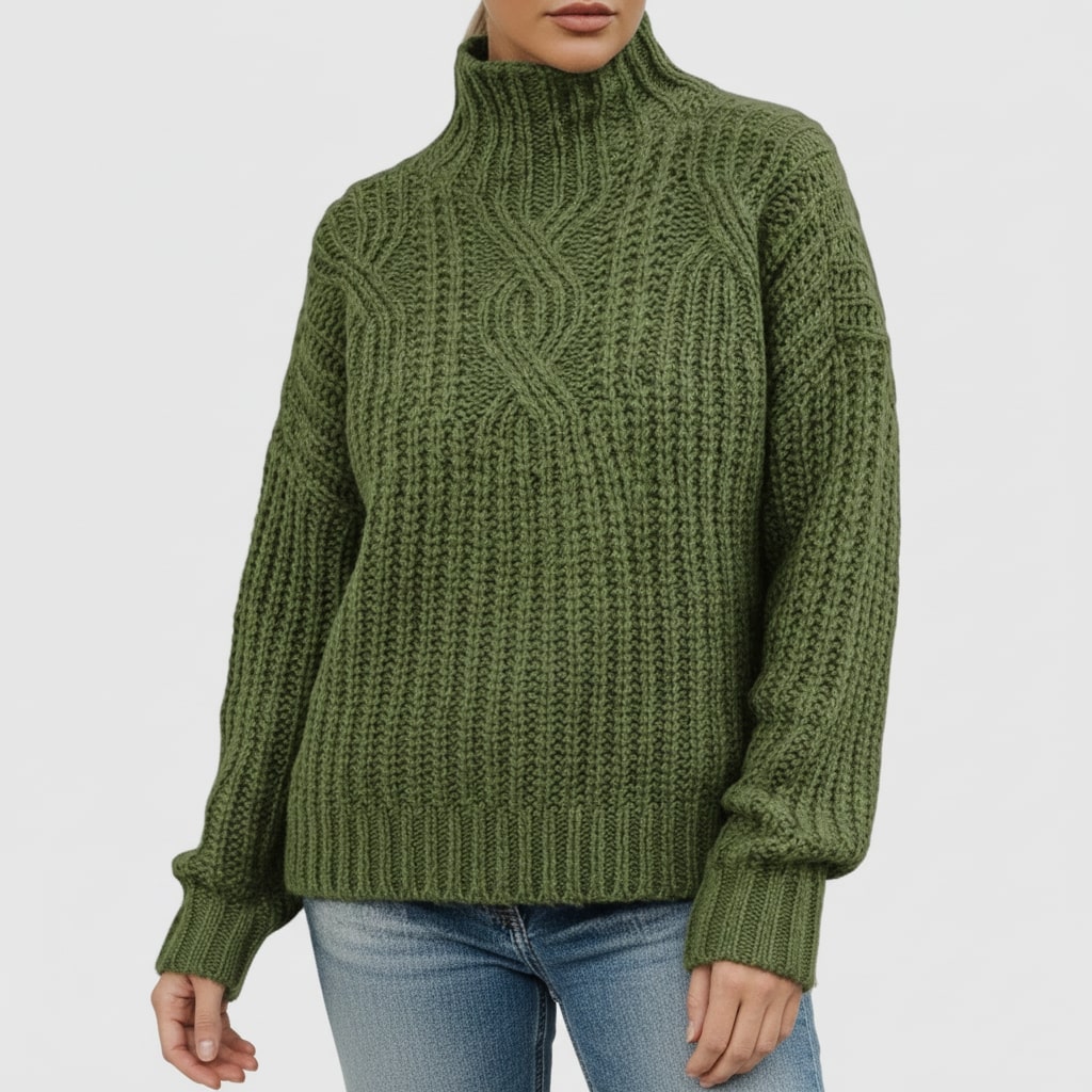 Camila Women’s Cable Knit Sweater – Cozy Pullover with Classic Textured Design
