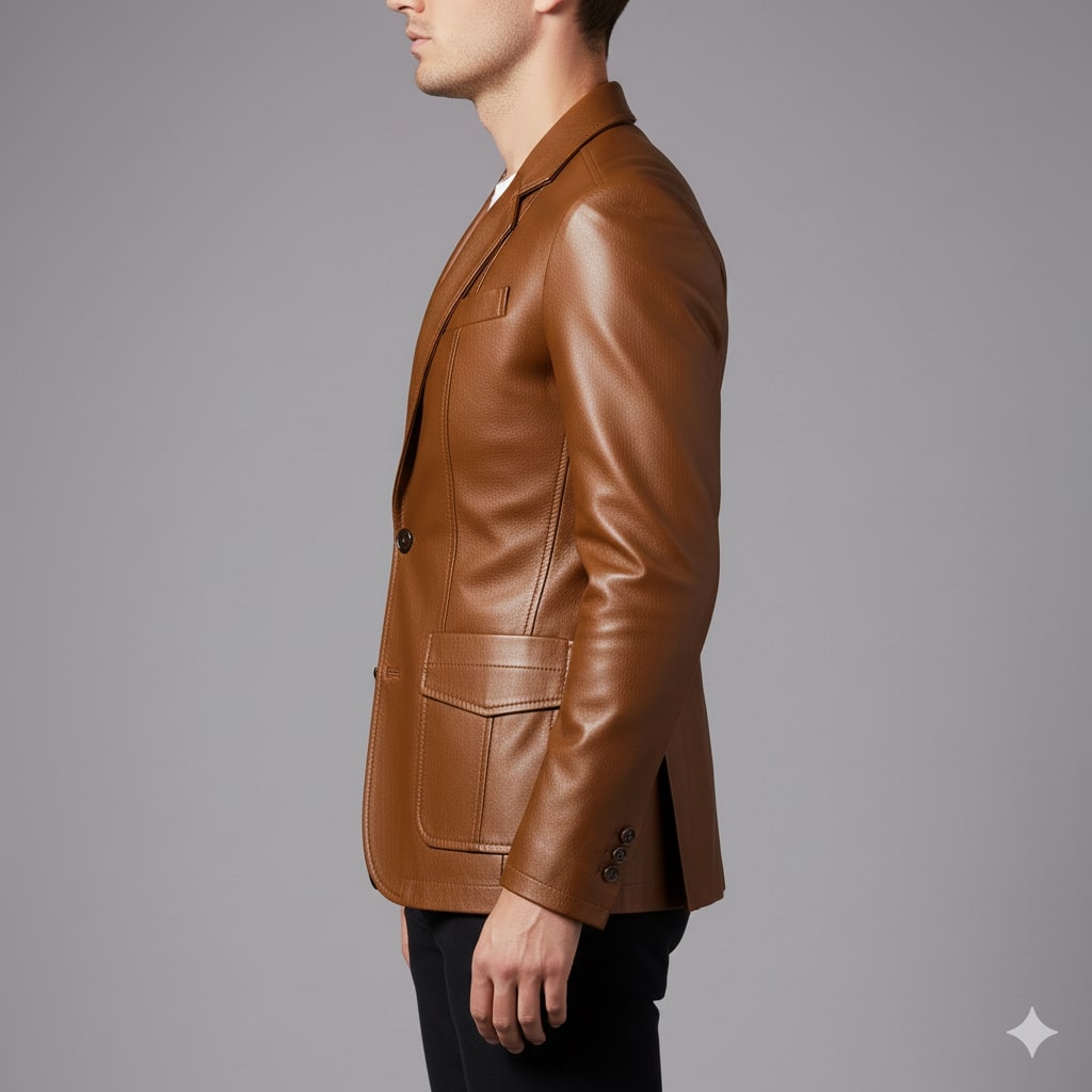 Maxime Men’s Leather Jacket – Premium Smooth Leather with Cotton Lining