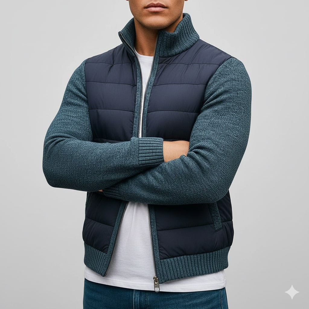 Magnus Men’s Fleece Jacket – Knit Sleeve Hybrid Zip-Up Lightweight Jacket