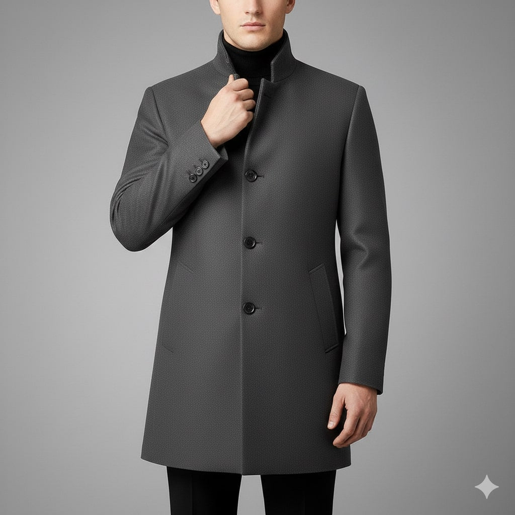 Boris Men’s Wool Coat – Tailored Soft Winter Long Overcoat