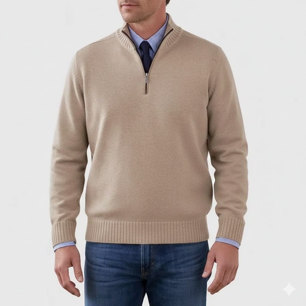 Lars Men’s Half-Zip Sweater – Soft Knit Pullover with Ribbed Details & Tailored Fit