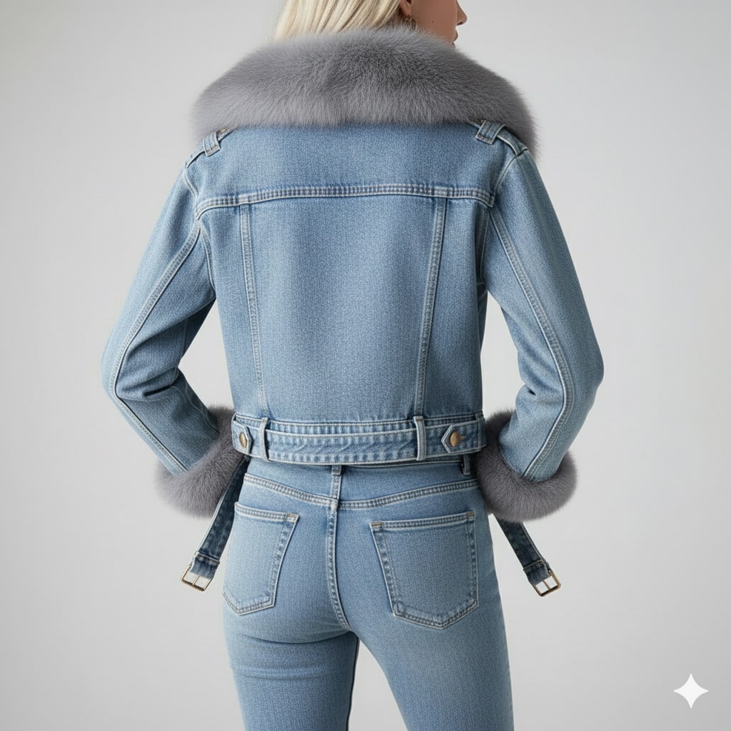 Zara Women's Denim Jacket – Soft Lined Women’s Jacket with Warm Fur Collar & Cuffs