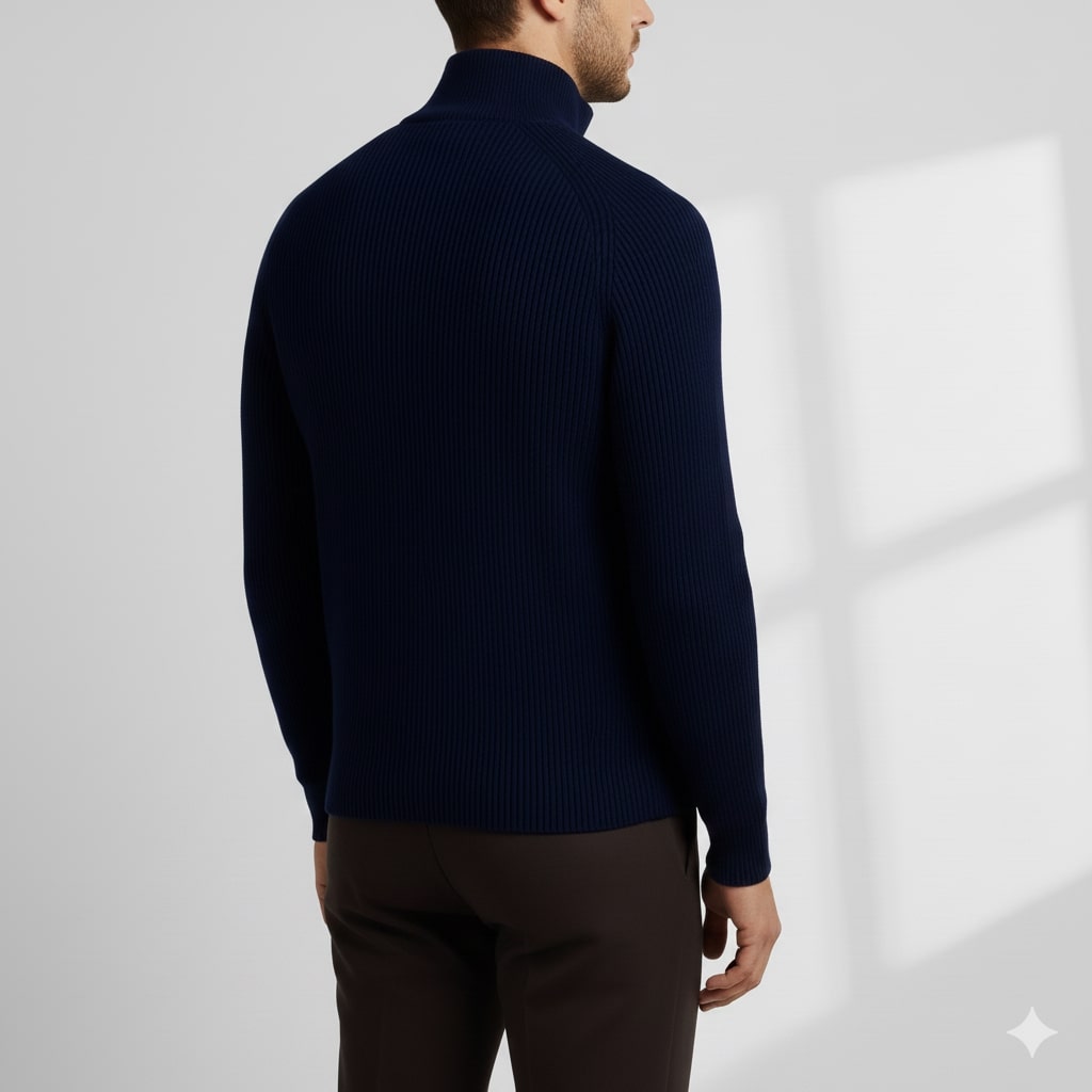 Soren Men’s Turtleneck Sweater – Warm Breathable Wool Knit Pullover with Structured Ribbed Collar