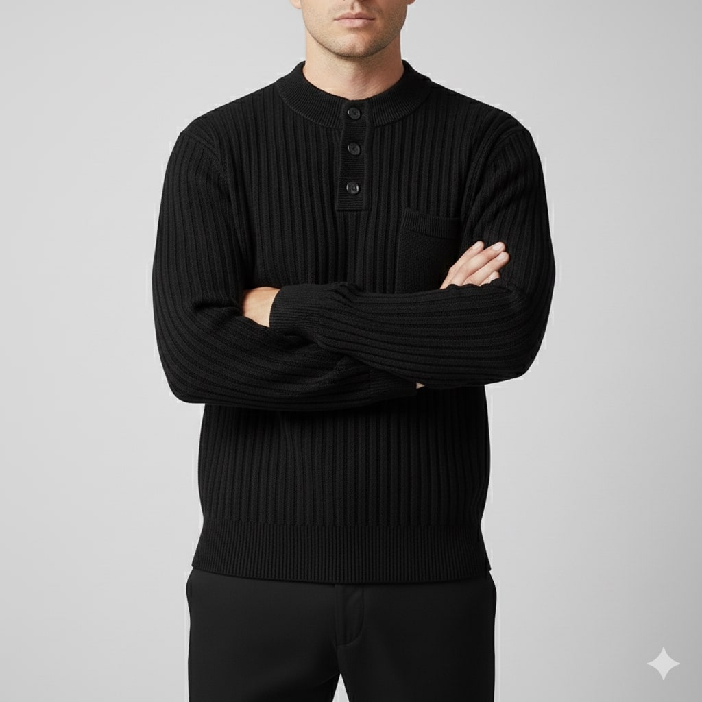 Kerem Men’s Pullover Sweater – Thick Ribbed Knit Pullover for Winter