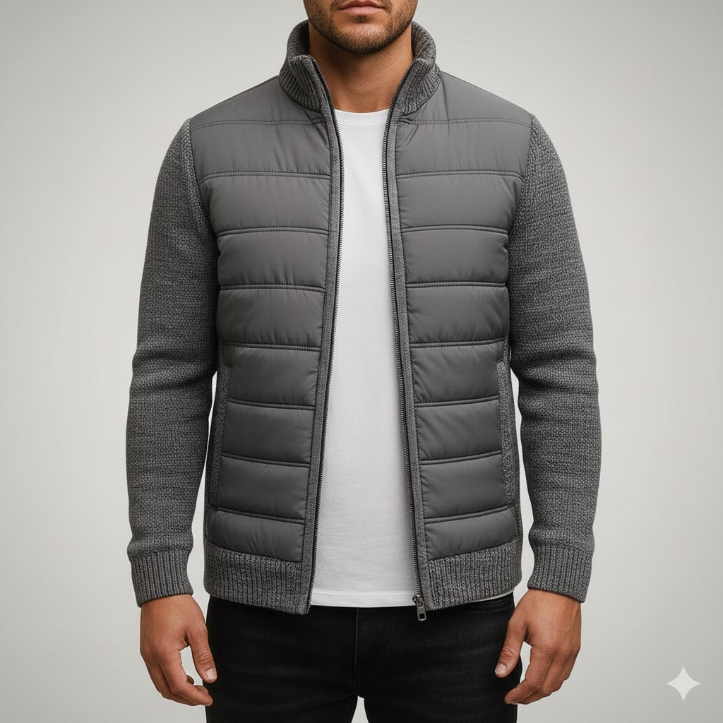 Magnus Men’s Fleece Jacket – Knit Sleeve Hybrid Zip-Up Lightweight Jacket