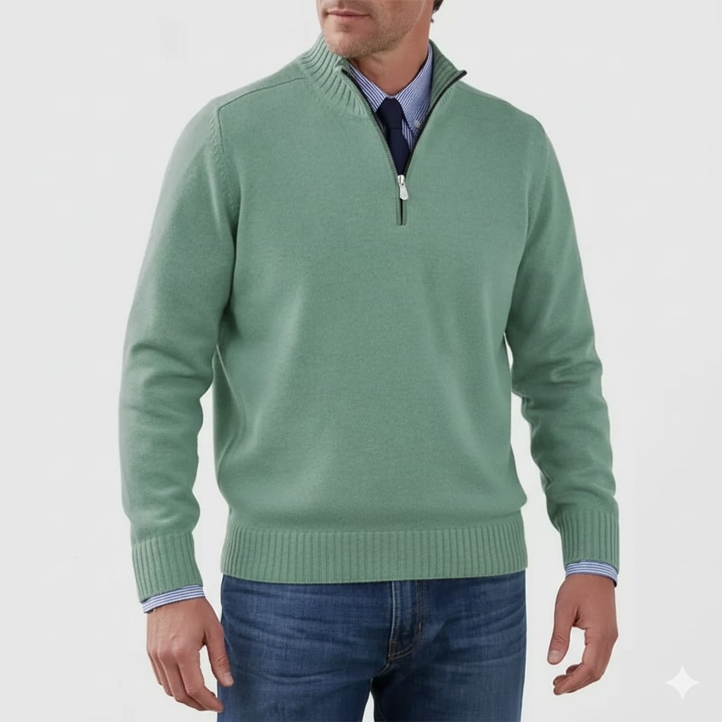 Lars Men’s Half-Zip Sweater – Soft Knit Pullover with Ribbed Details & Tailored Fit