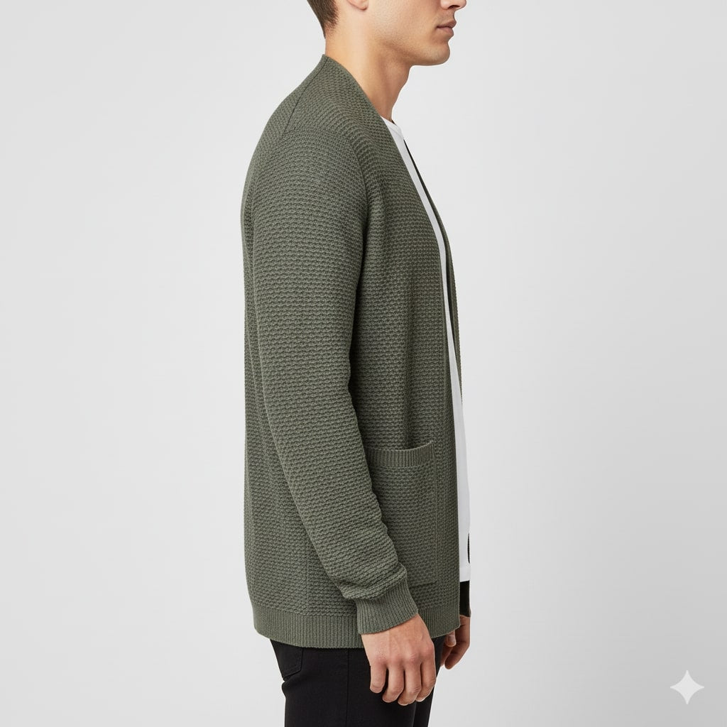 Pablo Men’s Jacquard Knit Cardigan – Soft Touch Embossed Cotton Cardigan