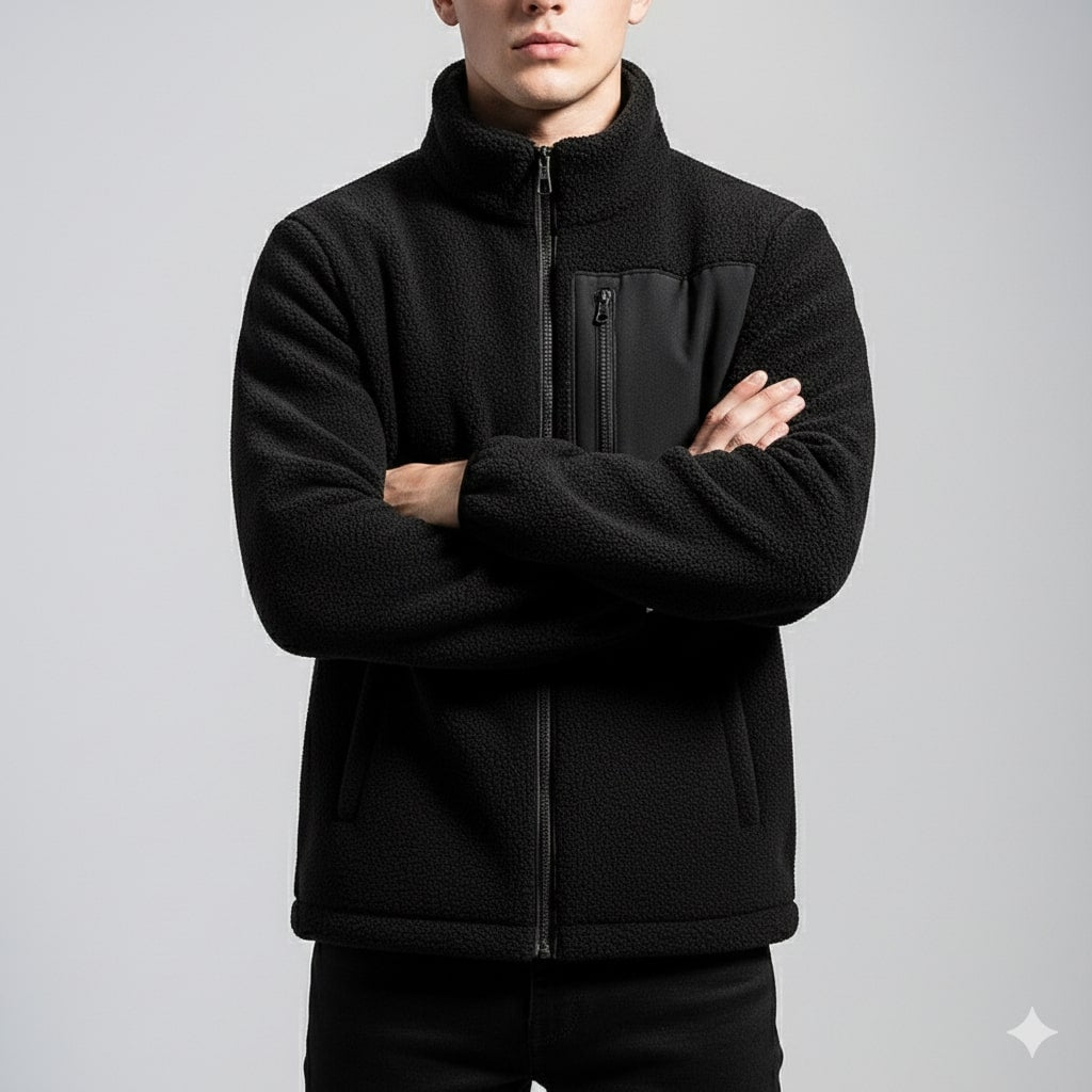 Nikola Men's Fleece Jacket – Soft Insulating Lightweight Jacket with Stand Collar