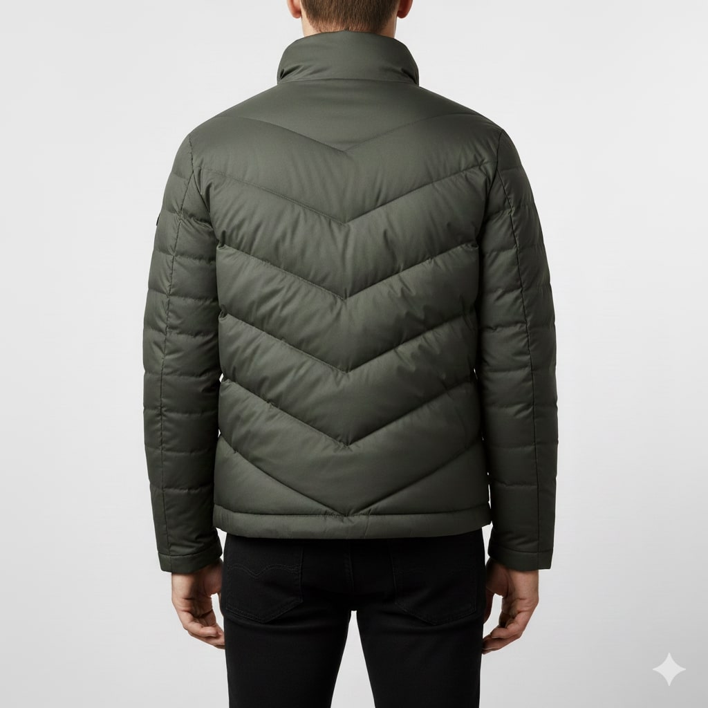 Alessandro Men’s Puffer Jacket – Lightweight Down Coat with Chevron Quilting