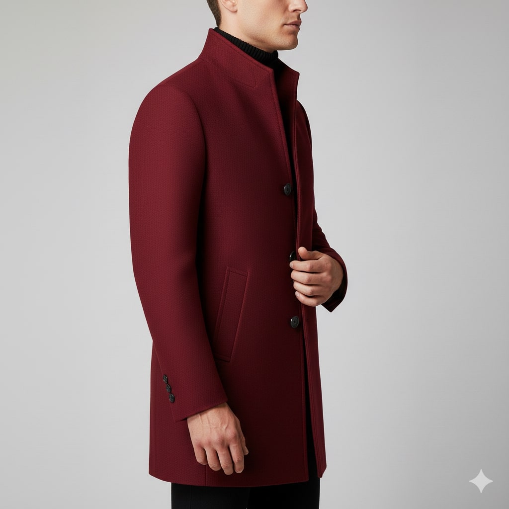 Boris Men’s Wool Coat – Tailored Soft Winter Long Overcoat