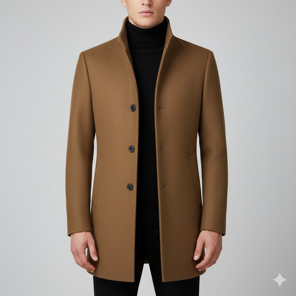 Boris Men’s Wool Coat – Tailored Soft Winter Long Overcoat