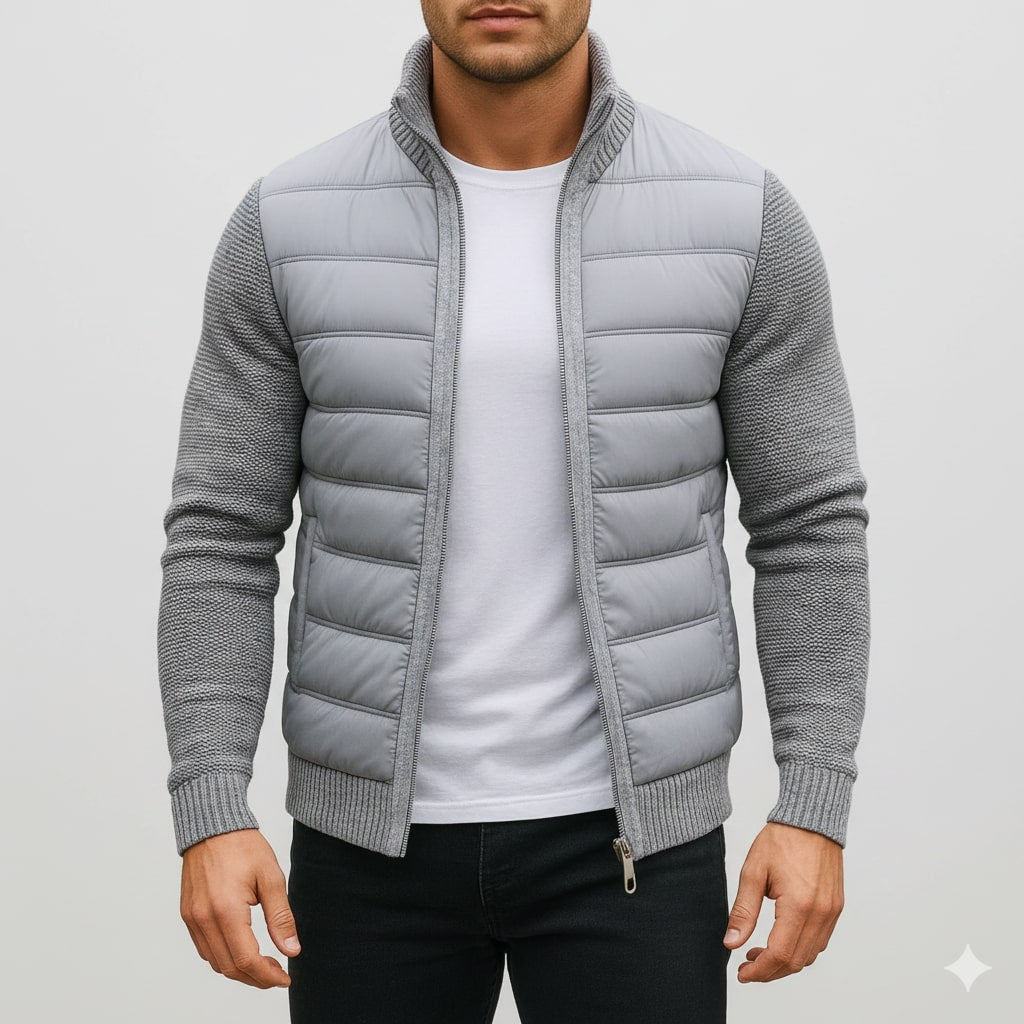 Magnus Men’s Fleece Jacket – Knit Sleeve Hybrid Zip-Up Lightweight Jacket