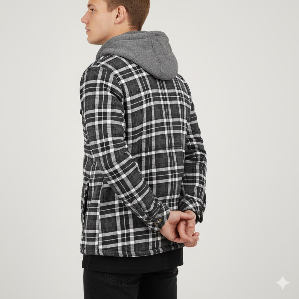 Florent Men’s Hoodie Jacket – Sherpa-Lined Flannel Hoodie for Winter Wear