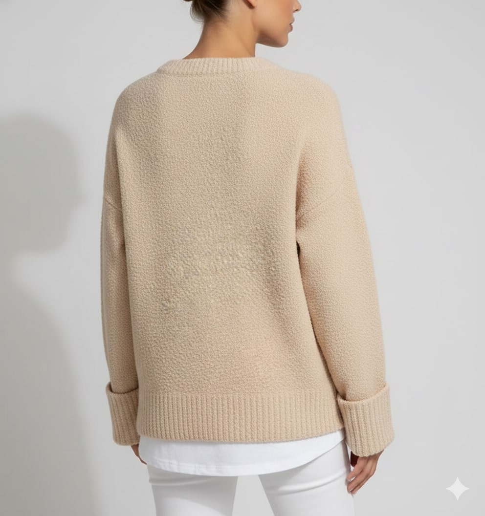 Theresa Women's Knit Sweater – Soft Relaxed-Fit Pullover with Wide Rib Cuffs