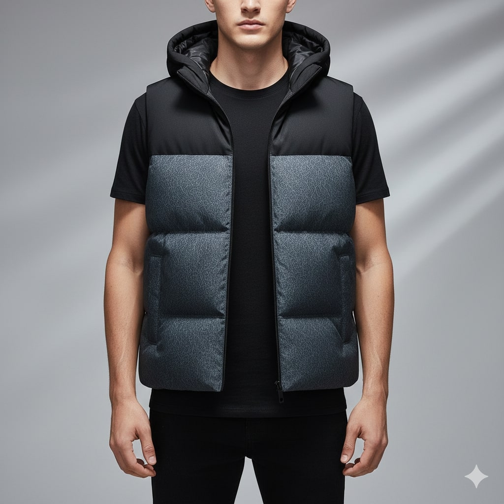 Theo Men's Insulated Vest – Thermal Cotton Layer with Detachable Hood