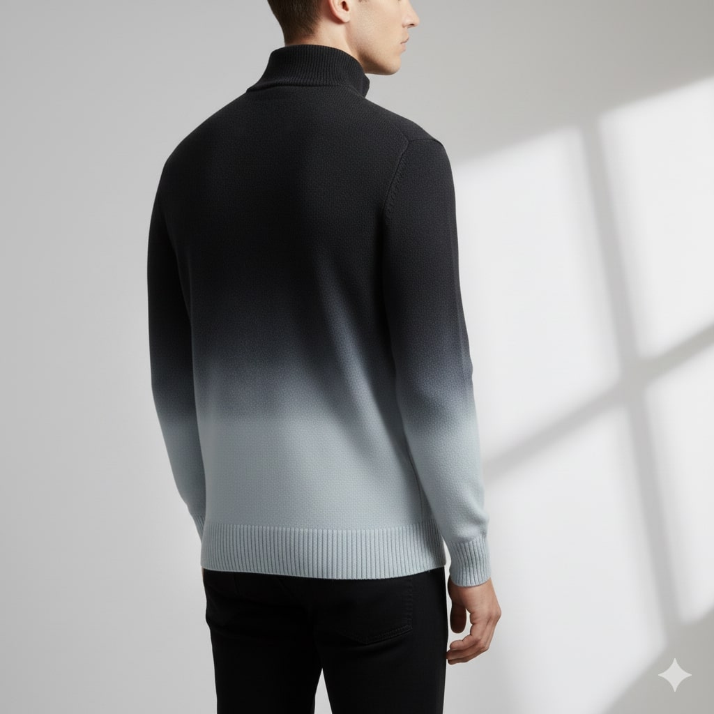 Hugo Men’s Wool Pullover – Gradient Ombre Quarter-Zip Sweater with Tailored Fit