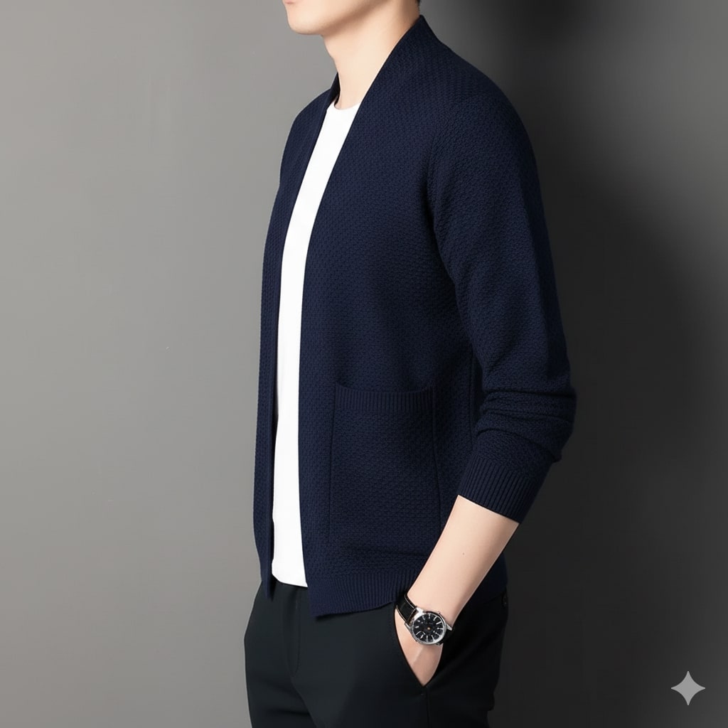 Pablo Men’s Jacquard Knit Cardigan – Soft Touch Embossed Cotton Cardigan