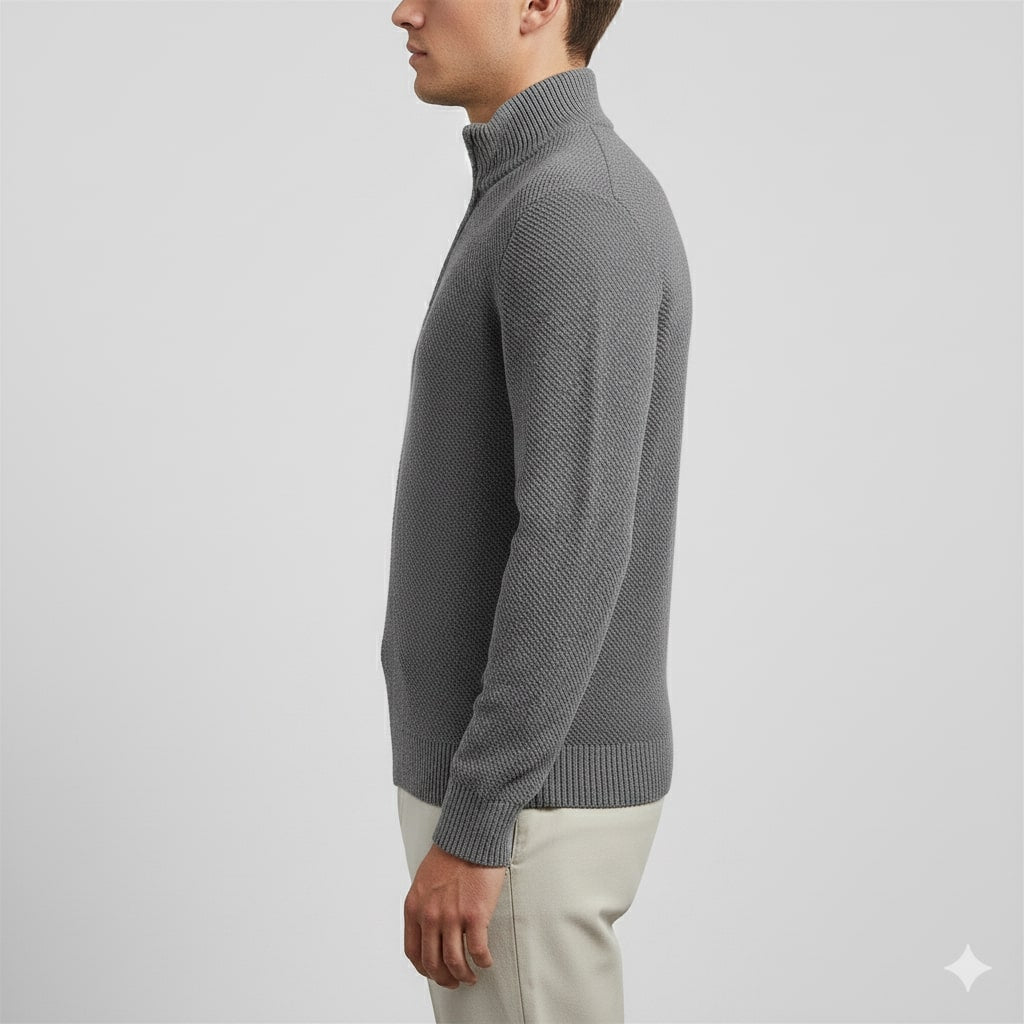Jonas Men’s Quarter-Zip Sweater – Cotton Knit Pullover for Layered Comfort