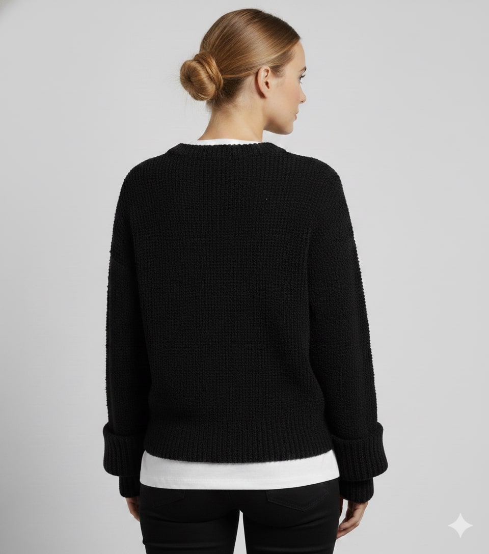 Theresa Women's Knit Sweater – Soft Relaxed-Fit Pullover with Wide Rib Cuffs