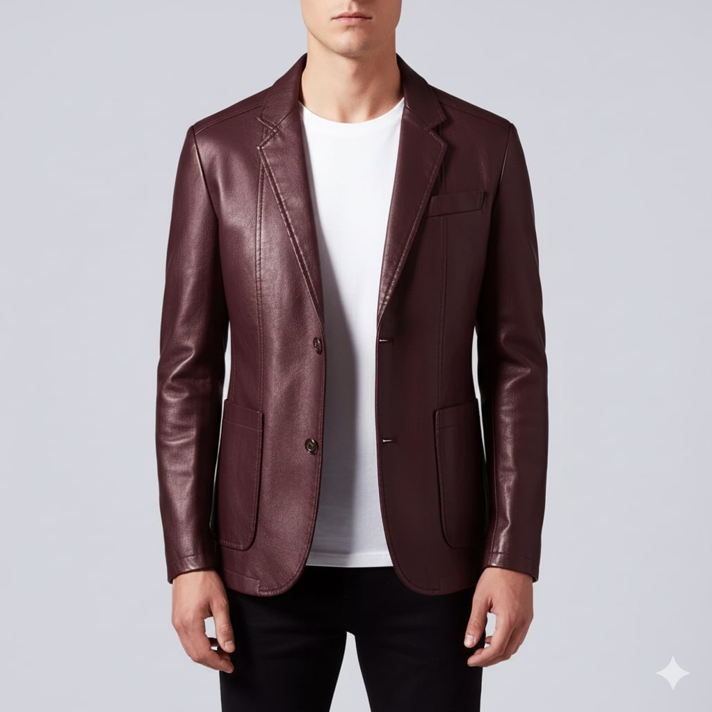 Maxime Men’s Leather Jacket – Premium Smooth Leather with Cotton Lining
