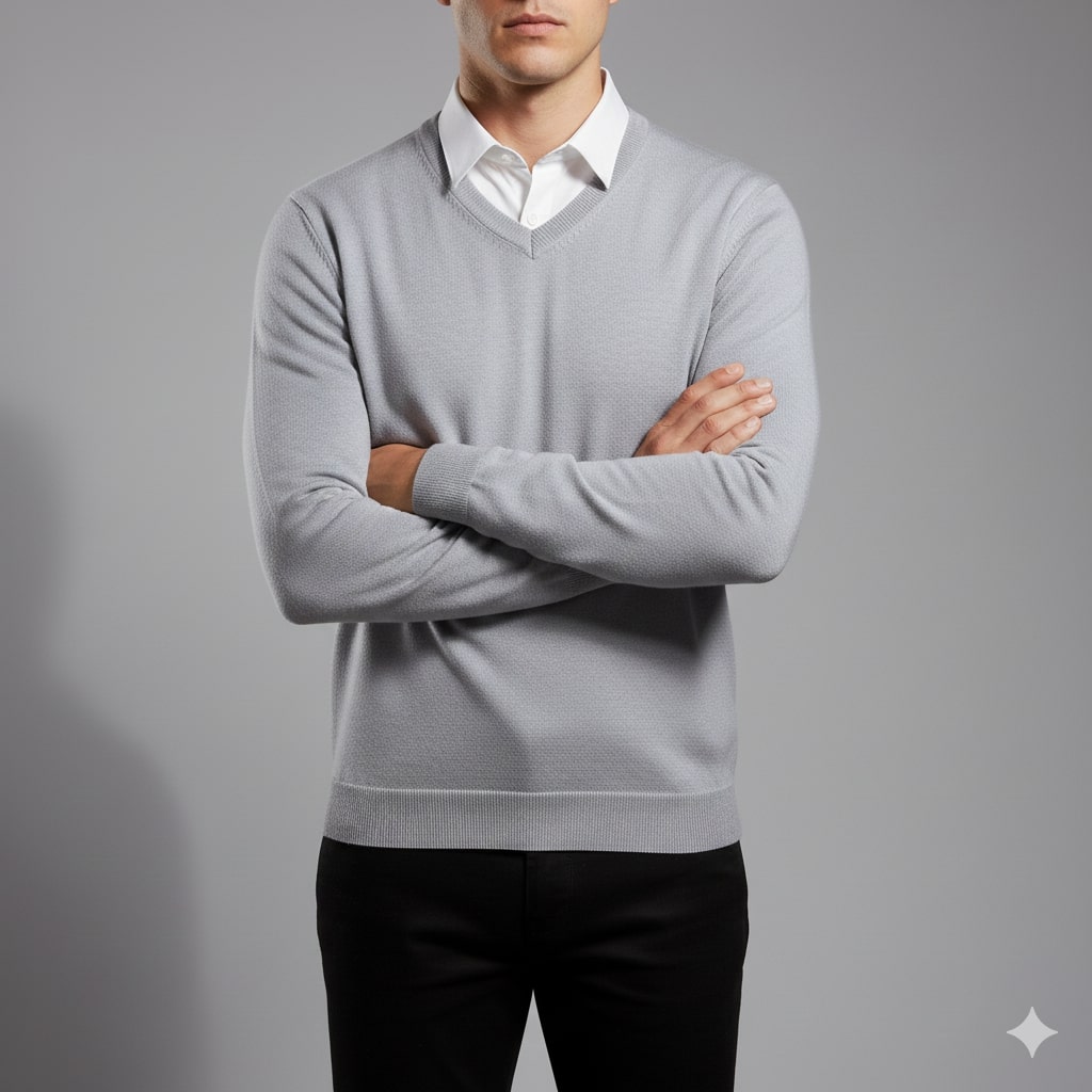 Onur Men’s Knit Sweater – Lightweight V-Neck Pullover