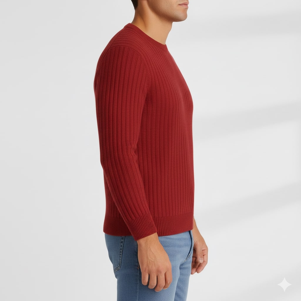 Everett Men’s Merino Wool Sweater – Soft Warm Knit Pullover with Structured Ribbed Collar
