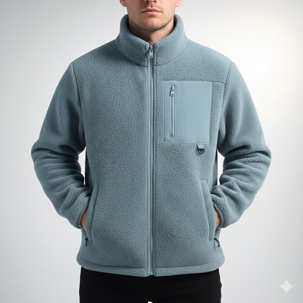 Nikola Men's Fleece Jacket – Soft Insulating Lightweight Jacket with Stand Collar
