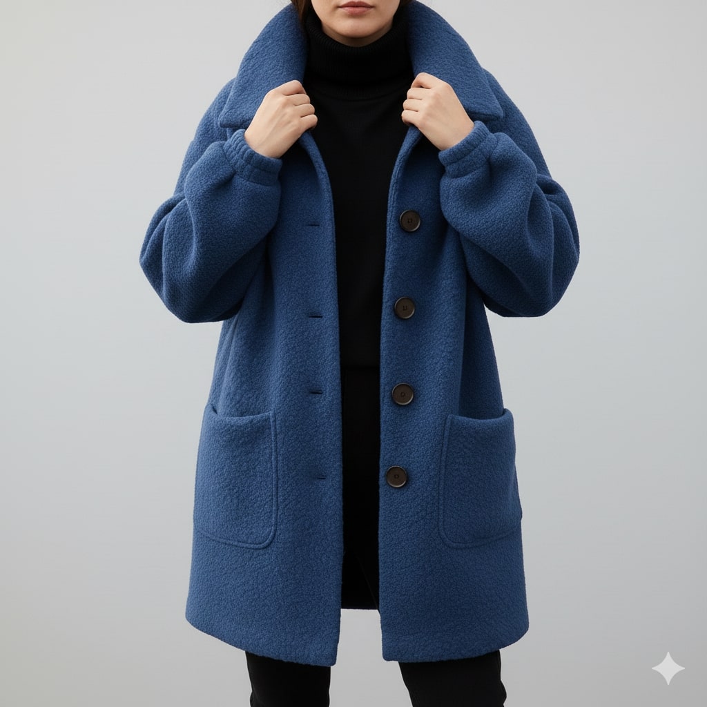 Seda Women’s Fleece Jacket – Soft Wool-Blend Vintage Winter Coat