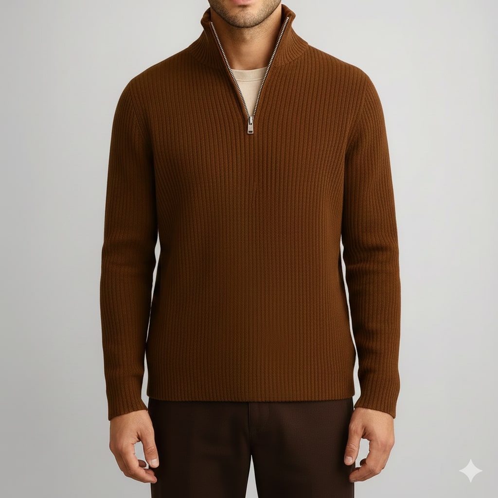 Soren Men’s Turtleneck Sweater – Warm Breathable Wool Knit Pullover with Structured Ribbed Collar